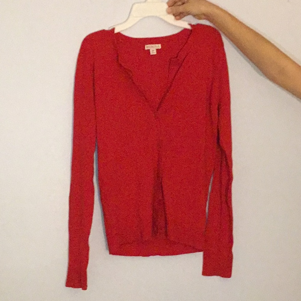 Red cardigan